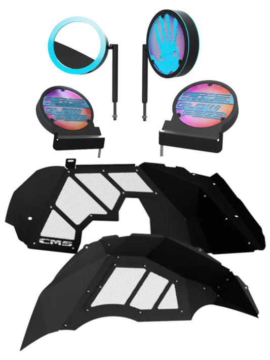 JL 4pc Inner Fenders, Glow Pegs & Mirrors Bundle