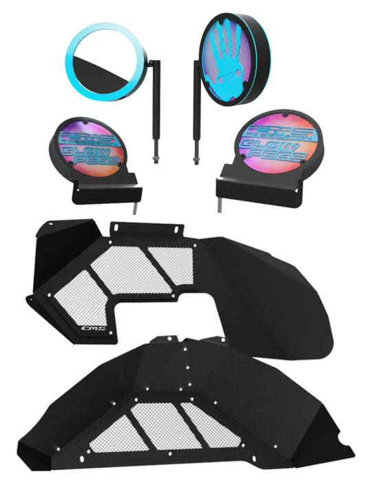 JK 4pc Inner Fenders, Glow Pegs & Mirrors Bundle